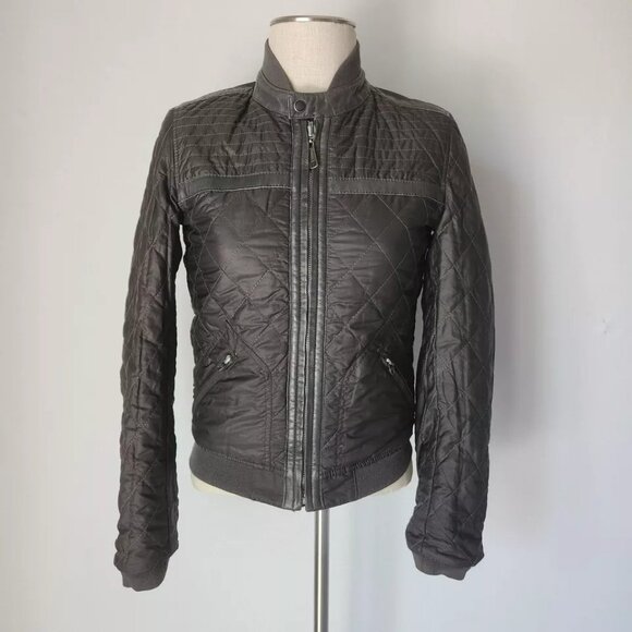 Vintage Diesel Lamb Leather Quilted Reversible Moto Bomber Jacket Black - Picture 3 of 16